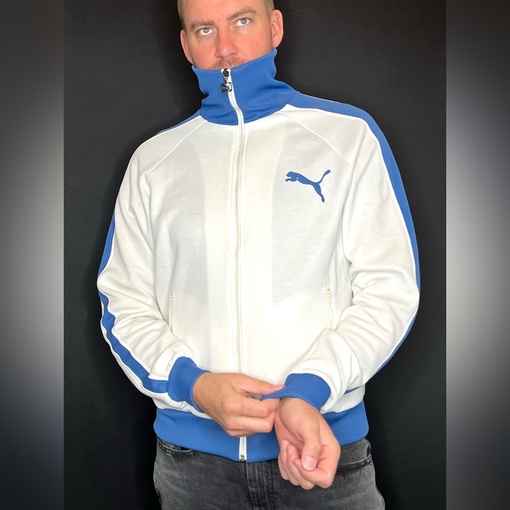 PUMA, White, with Blue Accents, Full Zip-Up, Size XL - Picture 3 of 7